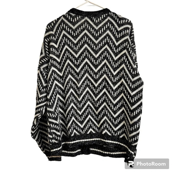 Vintage Honneywell & Todd Cardigan Women’s L Aztec Black White Oversized - Picture 2 of 9